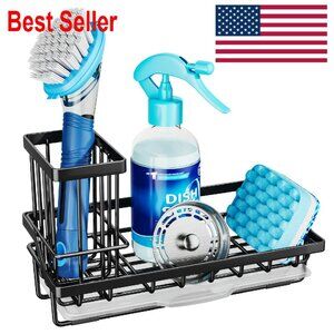 Stainless Steel Kitchen Sink Caddy Organizer with Removable Drip Tray Modern